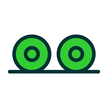 Beyaz arkaplanda izole edilmiş yazı simgesiyle ana hatlı vinil disk dolduruldu. vektör