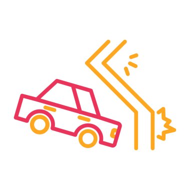 Araba kazası vektör simgesi. biçim düz simge sembolü, pembe renk, yuvarlak açılar, beyaz arkaplan