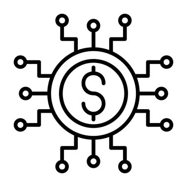 Dolar simgesi olan çip. vektör illüstrasyonu