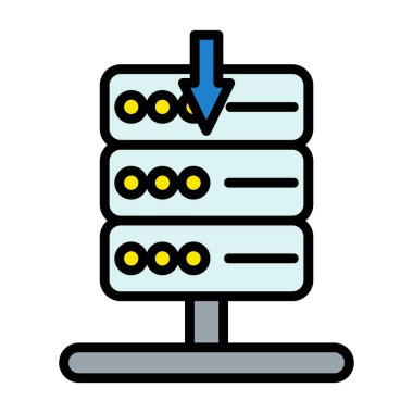 Sunucu veri simgesi renk ana hatları vektörü