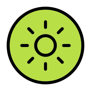 kivi meyve vektör simgesi. Taslak vektör çizgisi sembolü. Düz renkli meyve izole