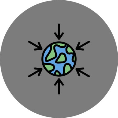 Dünya gezegeni ikonu. Beyaz arkaplanda izole edilmiş gezegen Dünya vektör simgesi rengi
