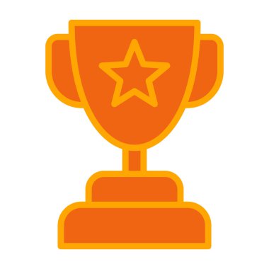 Altın kupa simgesi, düz stil tasarım vektör illüstrasyonu.