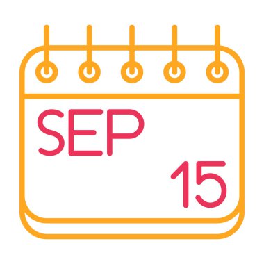 Eylül 24 takvim simgesi, tek renk takvimi simgesi, beyaz arkaplan takvim simgesi,