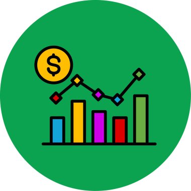 İş ve finans ikonu, para, finans ve kazancın vektör illüstrasyonu