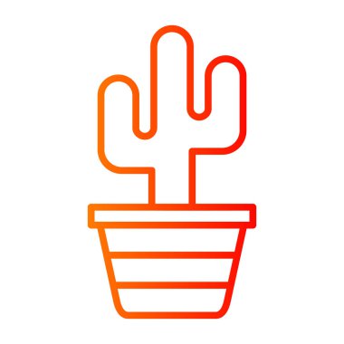 Kaktüs simgesi ağ ve ağ için ince çizgi sembolü. düz dizayn