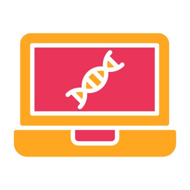 DNA molekülü simgesi olan dizüstü bilgisayar