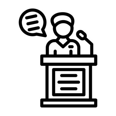 Hoparlör vektör simgesi, basit çizgi illüstrasyonu