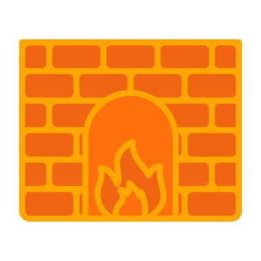 Beyaz arka planda izole edilmiş düz bir şömine ikonu. Noel ve yeni yıl sembolü. vektör illüstrasyonu