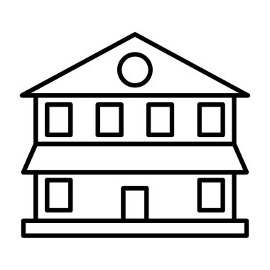 Üniversite binası ikonu. Beyaz arkaplanda izole edilmiş web tasarımı için okul binası vektör simgesi