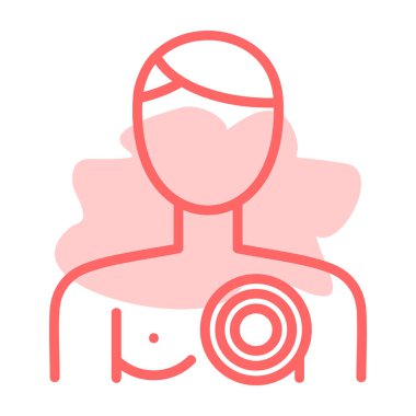 Göğüs kanseri kurdele çizgisi ikonu olan kadın.