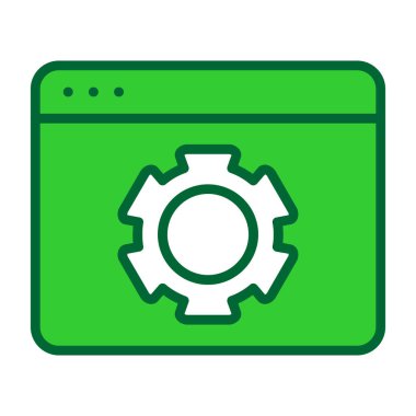 Beyaz arkaplanda simge ayarlayan yeşil dişli. dişli tekerlek işareti. düz dizayn. vektör illüstrasyonu