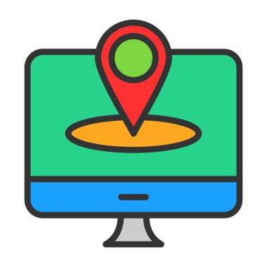 konum vektörü düz renk simgesi