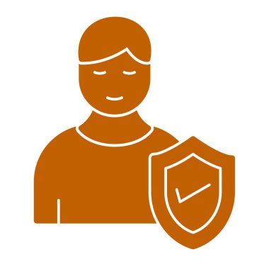 Kalkan koruma çizgisi vektör simgesine sahip adam