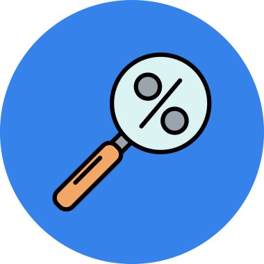 Büyütme cam simgesi renk ana hatları vektörü