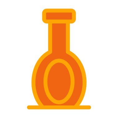 beyaz arkaplanda turuncu iksir şişesi