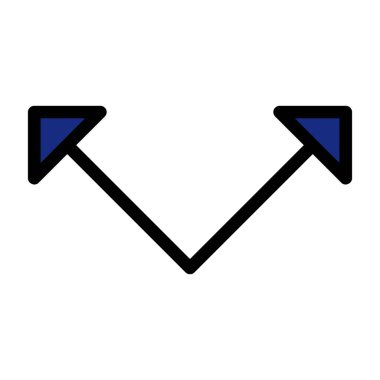 Yön ok vektör simgesi. biçim, vuruş simgesi, kobalt rengi, beyaz arkaplan.