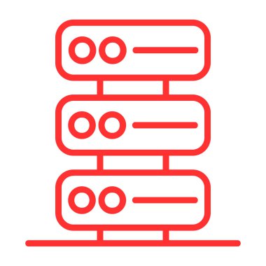 sunucu vektör simgesi. biçim vektör bicolor simgesi, kırmızı ve beyaz renkler, yuvarlak açılar, beyaz arkaplan.