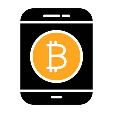 Bitcoin cep telefonu simgesi doldurulmuş taslak biçimi