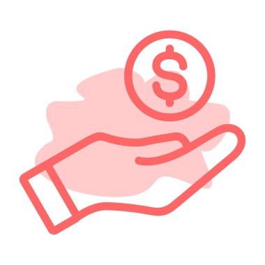 Dolar işareti simgesi olan el, vektör illüstrasyonu