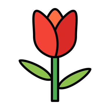 kırmızı lale simgesi vektör çizimi