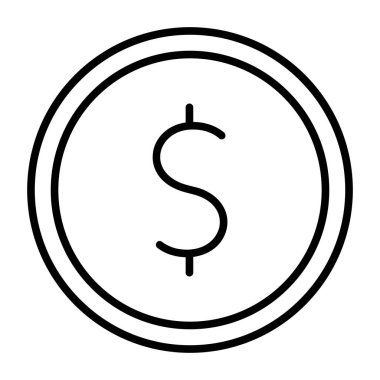 Dolar para ikonu vektörü. İnce çizgi işareti. izole edilmiş sınır sembolü çizimi
