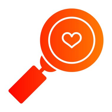 Büyüteç simgeli kalp, basit bir tarz.