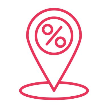 Harita işaretleyicisi ve yüzde işareti simgesi. vektör illüstrasyonu