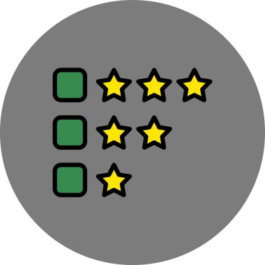 Yıldızların derecelendirme simgesi renk ana hatları vektörü