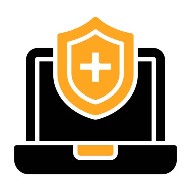 Asma kilit simgesi olan bir kalkan, düz stil