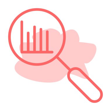 Çubuk grafiğiyle büyüteçin vektör simgesi