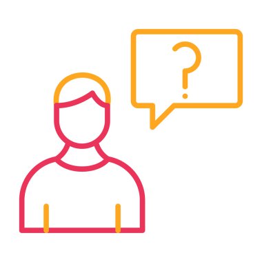 soru ile konuşma balonu ve insan satırı simgesi, vektör illüstrasyonu