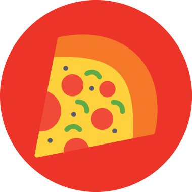 Düz stil pizza ikonu.