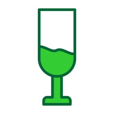 Beyaz arkaplan vektör illüstrasyon tasarımında bir bardak şampanya