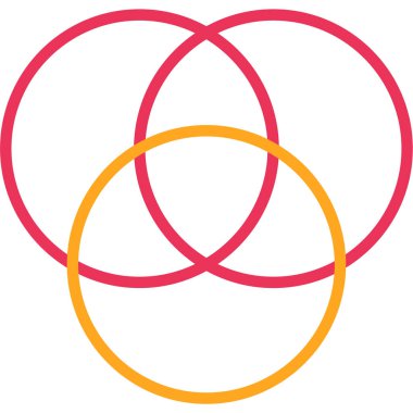 Beyaz bir daire üzerinde kırmızı ve altın gül halkalarının vektör çizimi