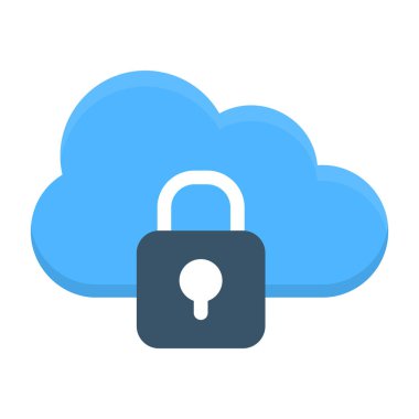 Bulut hesaplama güvenliği asma kilit vektör resimleme grafik tasarımı