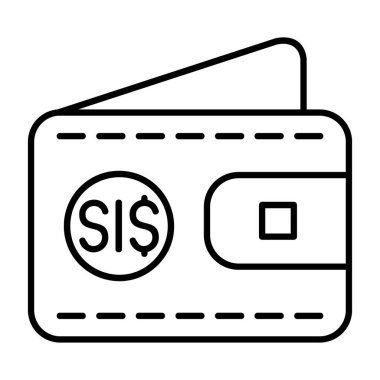 Cüzdan ikonu. Web için para vektör simgesinin basit illüstrasyonu