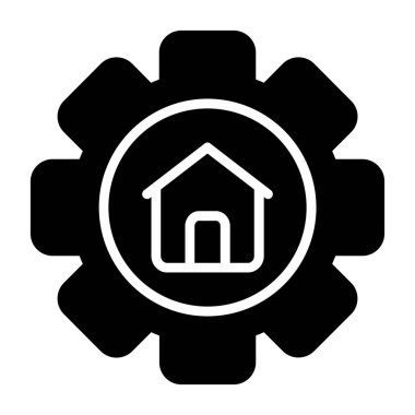 house gear ikon vektör illüstrasyonu