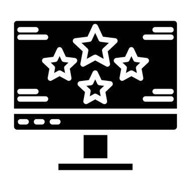 Bilgisayar monitörü simgesi. Beyaz arkaplanda izole edilmiş web tasarımı için bilgisayar monitörü vektör simgesinin basit çizimi