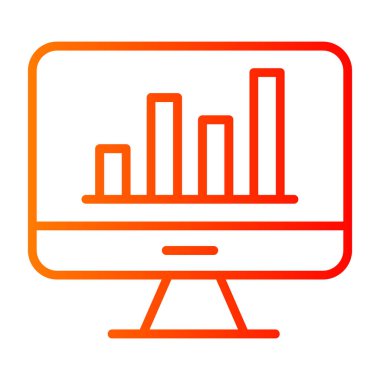 Grafik simgesi olan monitör. Grafiğin vektör illüstrasyonu.