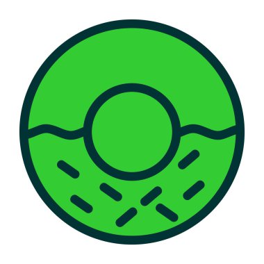 Beyaz arka planda izole edilmiş güneş ikonu olan yeşil gezegen. vektör illüstrasyonu