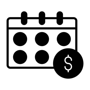 Dolar takvim simgesi. Web için takvim vektör simgelerinin basit çizimi