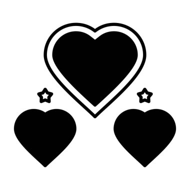 Beyaz arkaplanda izole edilmiş yıldız ve kalp vektör simgesine sahip kalpler