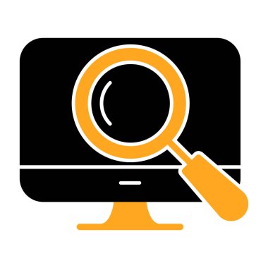 dizüstü bilgisayar arama simgesi. Web için büyüteç vektör simgelerinin basit bir gösterimi