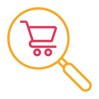 Büyüteçli alışveriş arabası, vektör illüstrasyonu