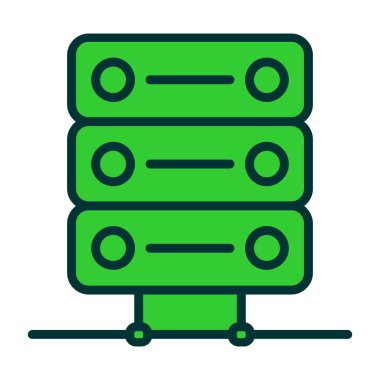 veritabanı sunucu simgesi renk dış hat vektörü