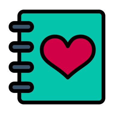 kalp aşk simgesi renk ana hatları vektörü