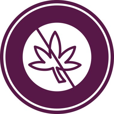 Marihuana yaprağı vektörü simgeyi yuvarladı. Stil düz düz bir simgedir, mor daire, beyaz arkaplan, beyaz arkaplan.