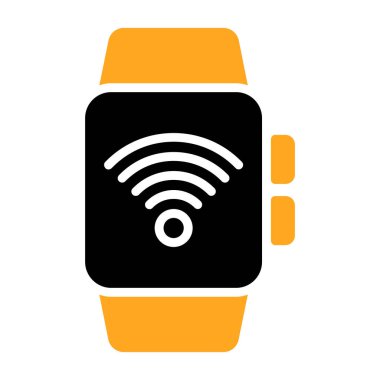 Beyaz arkaplan vektör illüstrasyonunda wifi simgesi olan akıllı saat