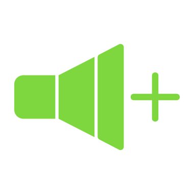 Konuşmacı simgesi. Bu yuvarlak düz sembol beyaz arkaplanda yeşil renk gri ve gri ile çizilir..